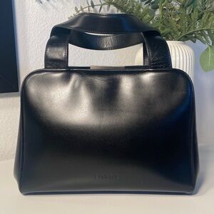 PRADA Vintage Smooth Leather Frame Bag In Black